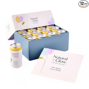 Natural Glow Hydration¢ç Glycine Beauty Water Lemonade Lemongrass Flavor 12 Pack of 12 fl oz Cans Electrolytes &amp Amino Acids Zero Sugar &amp Zero Sodium Anti-Aging Facial Petals Bundle