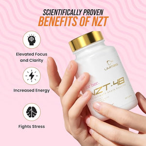 NZT-48 Premium Brain Booster for Her - Female Brain Booster - Brain Supplement for Memory + Focus + Natural Energy - Caffeinated AcetvI-L-Carnitine Vitamins B6 B12 30 Servings
