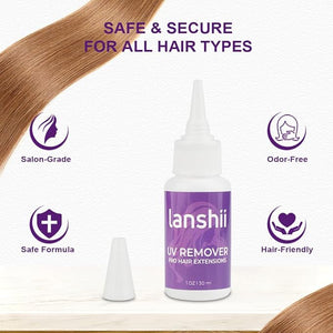 UV Lamp Hair Extension Kit 30g UV Hair Glue with 30ml Glue Remover Plastic Eyebrow Comb Replacement Accessories for UV Hair Set Invisible Hair Extensions Eyelashes Extensions