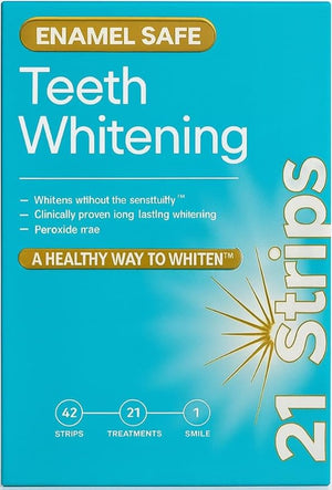 Teeth Whitening Strips - 21 Treatments 42 White Strips - Peroxide-Free Kit Natural Formula - Enamel-Safe Teeth Whitener - Sensitivity-Free Technology (Pack of 1)