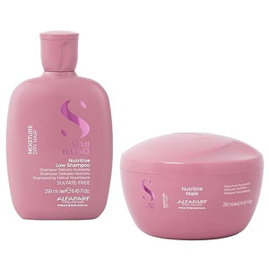 Alfaparf Milano Semi di Lino Moisture Nutritive Sulfate Free Shampoo and Hair Mask Set for Dry Hair - Hydrates Nourishes Softens - Safe on Color Treated Hair - Adds Shine and Softness