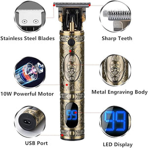 RESUXI Hair Clippers for Men Hair Trimmer for BarbersProfessional Cordless T Blade Trimmer Beard Edger Liners for MenBarber Shavers for Hair CuttingGold Knight Close-Cutting Hair Machine