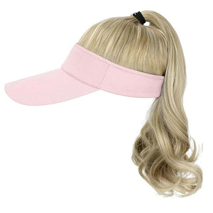 Visor Hat Wig for Women Baseball Cap Wig with Curly Synthetic Hair Extensions Ponytail Cap Wig Sun Hat with Hair Wig