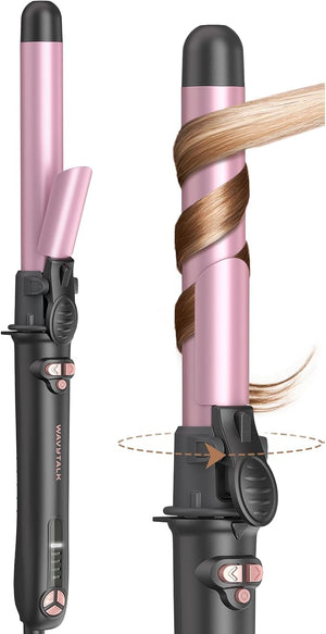 Wavytalk Rotating Curling Iron Curl Cycle 1 Inch Automatic Curling Wand for Long Hair Get Effortless Beach Waves with Self Spinning Barrel up to 430¡ÆF with Home Button Dual Voltage Rose Gold