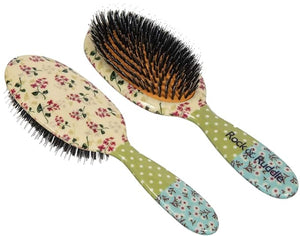 Rock &amp Ruddle Natural Mixed Boar Bristle Hair Brush for Women and Kids (Large 21 cm) - Perfect for Wet or Dry Hair Detangling Smoothing Blowdrying - Designed &amp Made in UK - Pink Blossom Desi