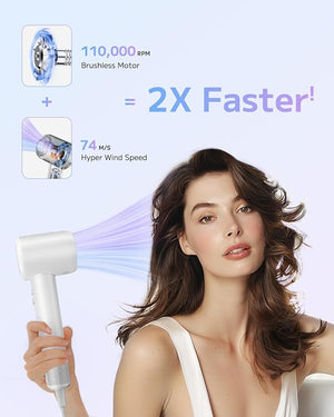 Hair Dryer, Ionic High-Speed Blow Dryer for Fast Drying with Brushless Motor, Portable Professional Hair Dryers with Magnetic Concentrator, Quiet Compact Hairdryer for Women &amp; Men, Travel/Home/Sal