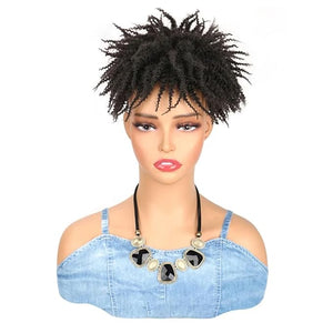 Dreadlock Hair Topper Wig Synthetic Short Afro Kinky Curly Hair Topper Wigs For Women And Men Braids Half Wig Extensions 4 1 PC