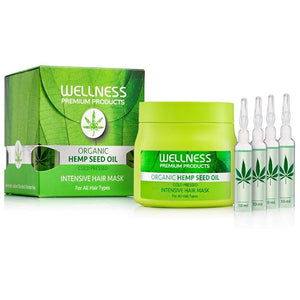 WELLNESS PREMIUM PRODUCTS Hemp Seed Oil Hair Mask - Cold Pressed Organic Hemp Oil 500ml/16.9oz