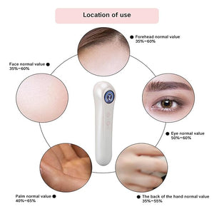 High Accuracy Hydration Tester Water Oil Sensor Monitor Detector Analyzer Skin Hydration Tester Digital Skin Test Tool for Body and Skin Care Laboratory