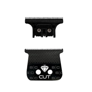 StyleCraft Replacement Diamond Cut Fixed Black Diamond DLC Hair Trimmer Blade with The One Cutter Set