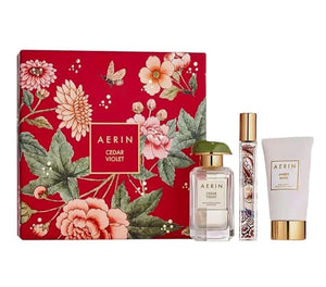 AERIN Limited Edition Cedar Violet 3 Piece Gift Box Set - Cedar Violet Eau De Parfum and Amber Musk Eau De Parfum and Body Cream