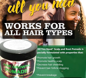 Organic Hair Solution-Hair Growth Pomade Grease with Peppermint-Mango Butter-Tea Tree - Argan- Jojoba seed- Avocado- Castor oil- For Scalp and Hair-For Stronger, Thicker Longer Hair-NOURISH &amp; STRE