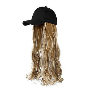 Women Baseball Cap Wig Long Curly and Wavy Wig Sunshade Baseball Cap Integrated Wig Cap Women's Wig Cap