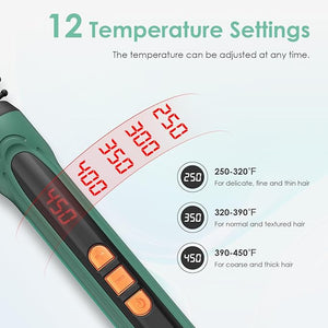 Mini Thermal Round Brush 0.35 Inch Barrel Volume Heat Styling Brush for Men and Women Short Thin Curly Straight Hair Heated Curling Iron12 Temperature Setting (0.95 Inch with Bristles)