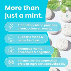 Neuro Energy &amp Focus Mints - Sugar Free Breath Mints with 80mg Natural Caffeine B Vitamins &amp L-Theanine - Vegan Brain Supplement for Exercise Study &amp Daily Focus - Peppermint 90 ct