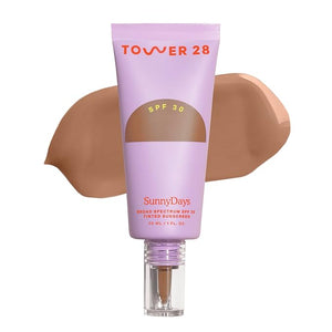 Tower 28 Beauty SunnyDays SPF 30 Tinted Mineral Sunscreen For Sensitive Skin - 2-in-1 Facial Broad Spectrum UVA/UVB Protection + Foundation - Shade 45 SILVER LAKE- Tan with Neutral Undertones 1 Fl Oz