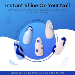 modelones Blue Gel Nail Polish Set 6 Colors Royal Sky Blue Glitter Nail Gel Polish Kit Light to Dark Shades Soak Off Nail Art Salon Design Home Manicure Holiday Gift