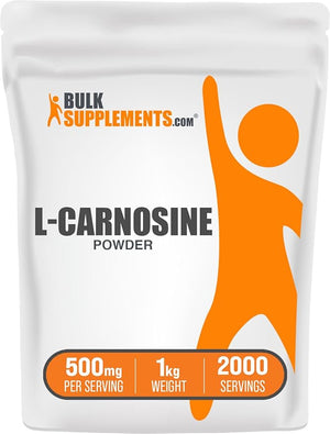 BulkSupplements.com L-Carnosine Powder - Carnosine Supplement, Carnosine 500mg - Amino Acid Supplement, Gluten Free, 500mg per Serving, 1kg (2.2 lbs) (Pack of 1)