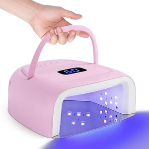 60W Rechargeable LED Nail Lamp, Cordless Gel Lamp with Portable Handle &amp; 42pcs Lamp Beads, Automatic Sensor Nail Dryer, 4 Timers Professional UV Light for Gel Nails