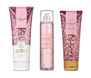 Bath and Body Works - Champagne Toast - 3 pc. Gift Set - Moisturizing Body Wash Fine Fragrance Mist and Ultra Shea Body Cream - (2019 Edition)