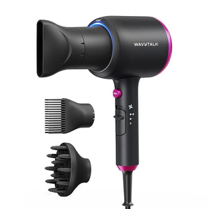 Wavytalk Hair Dryer with Diffuser Blown Away Ionic Hair Dryer for Curly Hair with Comb 1875W Fast Drying Blow Dryer with Ceramic Technology 3 Attachments for All Hair Types Light and Quiet Black