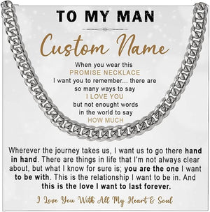 To My Man Necklace Custom Cuban Chain Necklace Gift For Husband Valentine Gift For Men Anniversary Birthday Gift For Him Husband Necklace From Wife Boyfriend Jewelry From Girlfriend