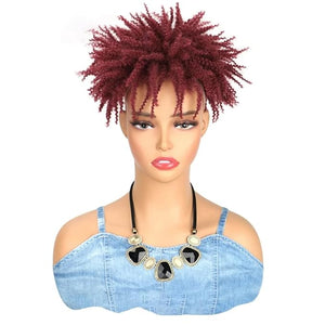Dreadlock Hair Topper Wig Synthetic Short Afro Kinky Curly Hair Topper Wigs For Women And Men Braids Half Wig Extensions BUG 1 PC