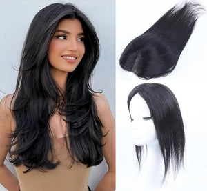 Odir Hair Toppers for Thinning Hair Women Human Hair Natural Black Clip in Hairpieces Human Hair Top of Head Fluffy Without Bangs