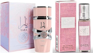 Yara for Women Eau de Parfum Spray-100ML (3.4OZ) + Mousuf Wardi Roll-On Perfume Oil - CPO 10ML (0.34OZ)