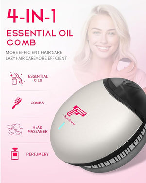 Electric Scalp Massage Brush with Essential Oil, Portable Comb for Hair Treatment, Automatic Atomization Millions Negative ions, Relieve Head Pressure, Smooth, Anti Frizz, Smell Fragrance