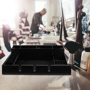Push-Cut Storage Box for Hair Clippers Barber Organizer Tray for Combs and Guards Modern Clipper Holder for Salon Tools Black Abs Design 14.96X11.81X4.33Inch