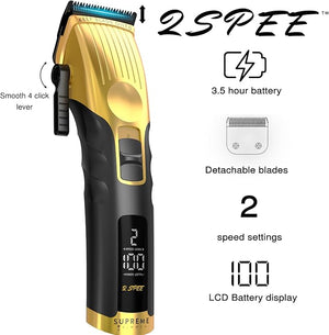 Supreme Trimmer 2Spee STC922 ? Professional Cordless Hair Clipper with Removable Blade | 210 Min Runtime 2-Speed Motor Digital Display Smooth Lever &amp Color Coded Guards