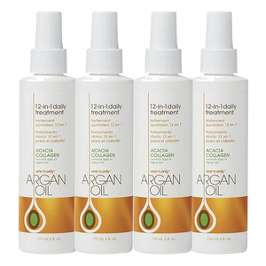 One N' Only Argan Oil 12-in-1 Daily Treatment Lightweight Helps Control Frizz Smooths Detangles Moisturizes Strengthens and Adds Body to Dry Damaged Hair 6 Fl Oz (4pk)