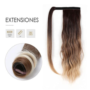 SONGCHAO Fake Hair Bun 16 Inch Long Wave Ponytail Lengthening Synthetic Curly Ponytail Hair Extension Wig Bun Wig Hair Bun for Women Everyday Hair Accessories (Size : 1 PC Color : C)