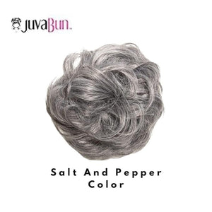 Juvabun Hair Extensions Salt and Pepper ? Soft Curly Hair Extensions Clip-In for Natural Volume &amp Quick Updo Styling Hair Bun Maker