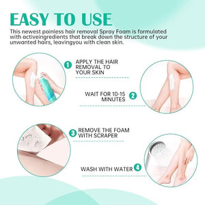 VGO 2 pack Hair Removal Spray Foam, Contains Aloe Vera Extract, Natural Ingredients, Painless Bikini Hair Removal for Women &amp; Men, Depilatory Cream, 10.14FL OZ