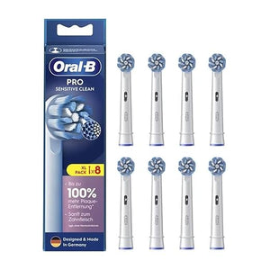Oral-B Pro Sensitive Clean Replacement Toothbrush Heads for Electric Toothbrush Pack of 8 Gentle Teeth Cleaning Innovative X-shaped Bristles Original Oral-B Toothbrush Attachment Made in Germany