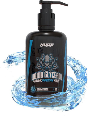 Huge Supplements Liquid Glycerol Supplement, Enhances Muscle Pumps, Increases Muscle Fullness, Boosts Endurance, Cellular Hydration Agent, Clean &amp; Convenient Pump Top, Unflavored (60 Servings)