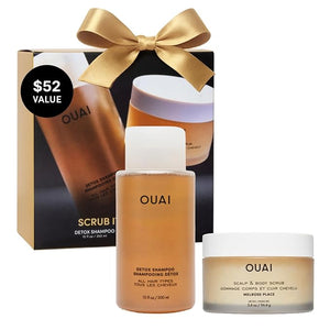 OUAI Scrub It All A-OUAI Holiday Hair Care Kit - Clarifying Shampoo &amp Exfoliating Body Scrub Duo - Hair Care Set with Detox Shampoo &amp Travel Size Body Scrub (2 Count)
