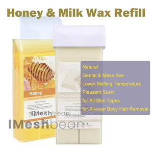 Milk Honey Roll on Wax Warmer Kit Depilatory Roll on Wax Roller Kit with Heater Roller Wax Hair Removal Kit for Women Men Body Skin Eyebrow Facial Armpit Bikini Brazilian Leg Sensitive Skin