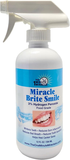 Miracle Brite Smile With Food Grade Hydrogen Peroxide and Essential Oils - Teeth whitening breath freshening removing bad breaths &amp tooth sensitivity.