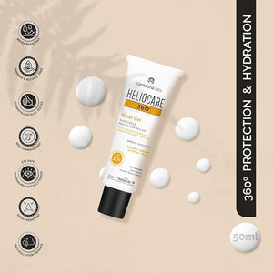 He.lio-care 360¨¬ Water Gel SPF 50+ PA++++ Sunscreen | Ultra-Light, Hydrating Sunscreen for Dry &amp; Dehydrated Skin | Hyaluronic Acid | Water &amp; Sweat Resistant | No White Cast | 50ml