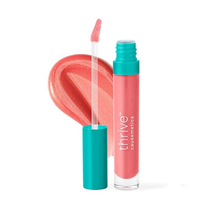 Thrive Causemetics Sheer Strength Lip Plumping Peptide Gloss, Lip Plumper with Vitamin E, Peptides, Plumps, Smooths &amp; Hydrates Lips, High Shine, Vegan &amp; Cruelty Free, Bamby (Pink Golden Shimme