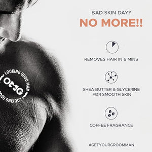 OMG Hair Removal Spray for Men | Painless Body Hair Removal pray for Chest Back Hands Legs and Intimate Areas | with Coffee Fragrance Shea Butter and Glycerine | Works in less than 10 Minutes| 200ml