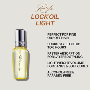 Re-Fa Lock Oil Light | Japanese Hair Styling Oil for Heat Protection Shine &amp Lightweight Hold | Anti-Frizz Curl Enhancer Straightener Prep | Botanical Hair Serum 100ml