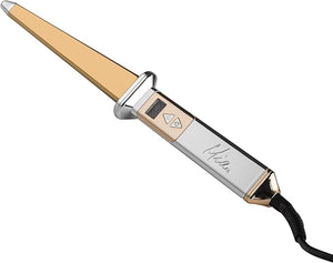 Mia Beauty Delta Curling Iron Wand,1.25 Inch Hair Styling Tool with Titanium Triangular Barrel, Creates Voluminous Sexy Whimsical Curls, Professional Appliance for Women - Polished Gold/Silver Color