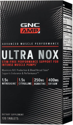 GNC AMP Ultra Nox Supports Endurance &amp Performance Stim-Free 120 Count