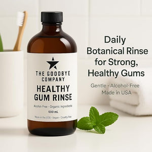The Goodbye Company Healthy Gum Rinse ? Handcrafted Natural Mouthwash for Bleeding Gums Receding Gums &amp Fresh Breath | Organic Herbal Blend with Essential Oils | Small Batch Made in Florida