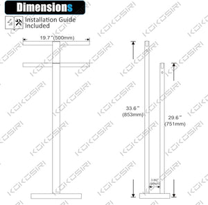 KOKOSIRI Bathroom Towel Rack 2-Tier Standing Towel Racks with Marble Base Stainless Steel Freestanding Towel Bars Thicken Steady Design Matte Black THS0001-BK