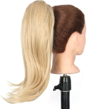 HIHELO 18 Inch Synthetic Straight Ponytail Hair Extensions Wig Bun Wrap Ponytail Barrette Clips for Women Hair Accessories (Color : NC/4HL)